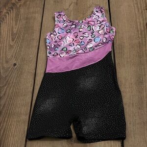 Pink and Black Heart Patterned Leotard